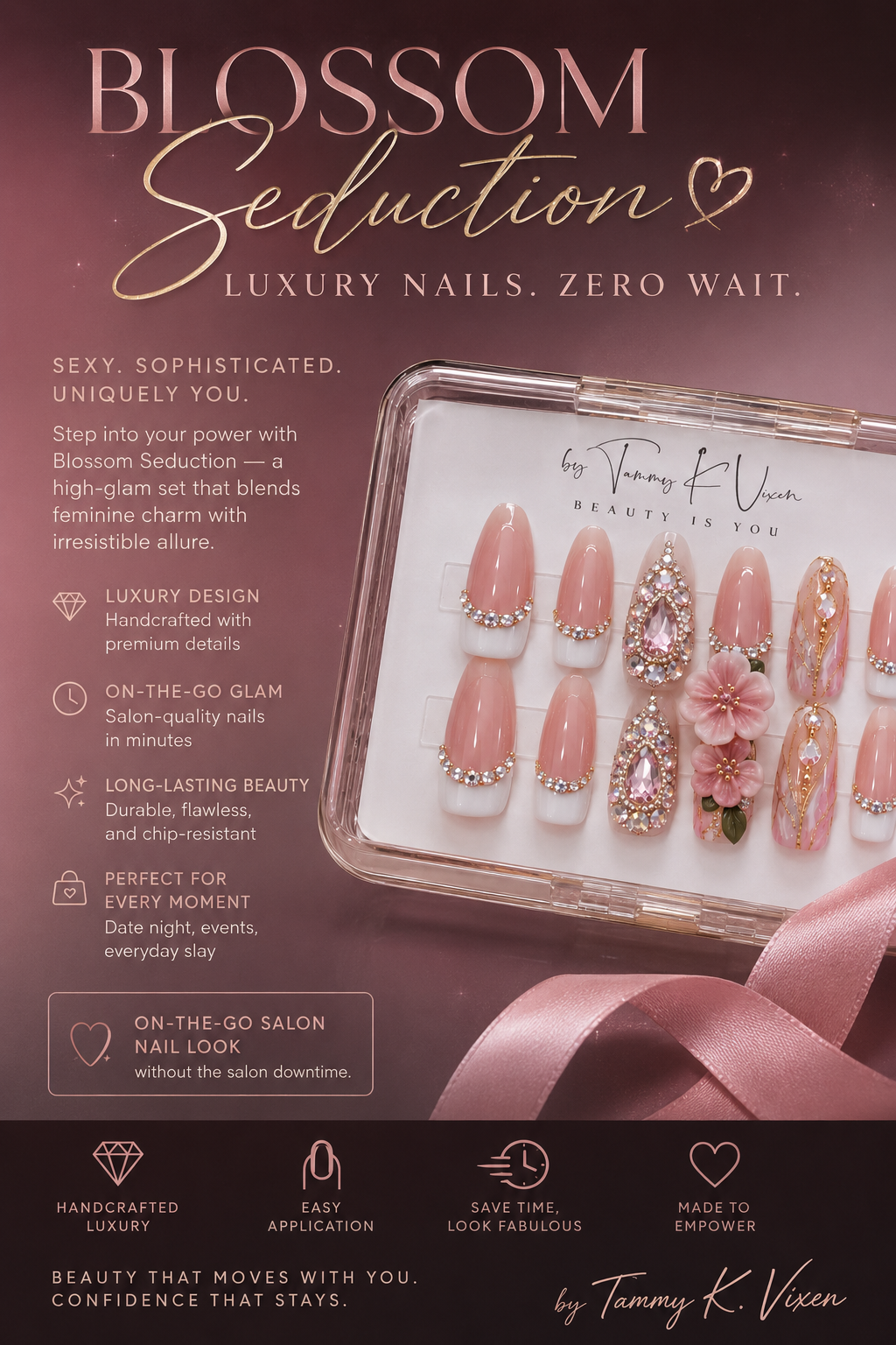 Custom Made-To-Order Frenchie Courture Vixen Nail Set by Tammy K. Vixen